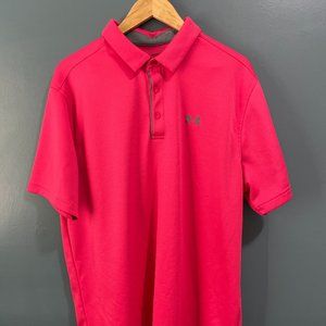 Under Armour Polo Adult XL Loose Fit Heatgear Casual Pink Golfer Tennis Mens